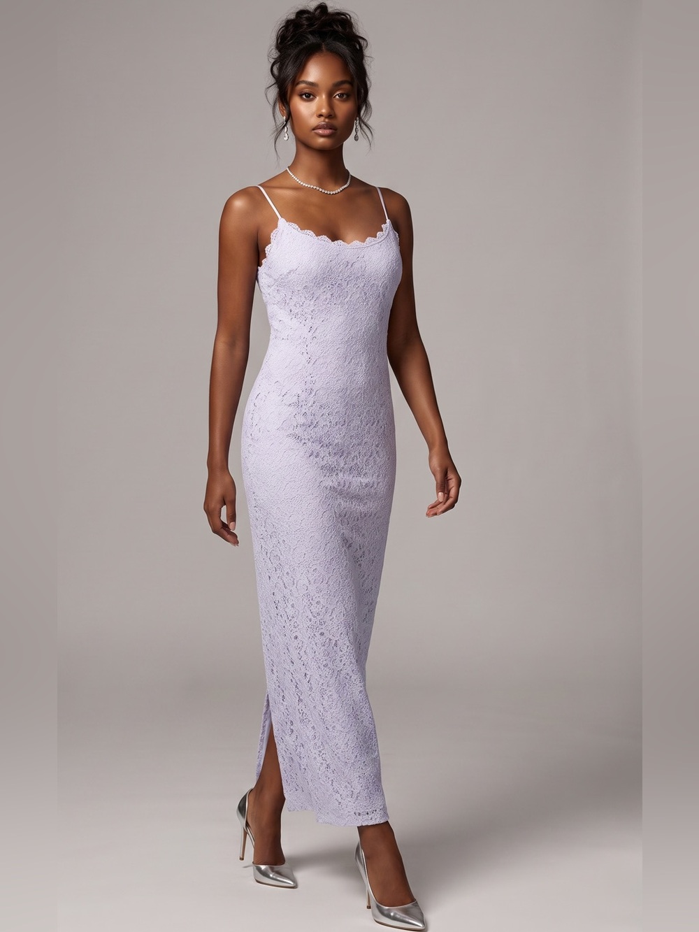Alex Evenings floral lace slip dress with delicate spaghetti straps. Size 6 GUC - Picture 2 of 7